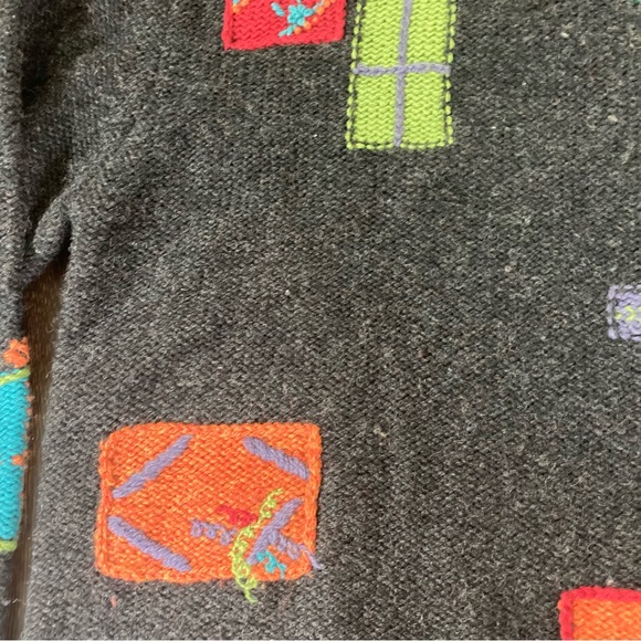 Vtg Woolrich Womens XL Sweater 100% Wool Presents Christmas Gray 1/4 Zip - Picture 3 of 6